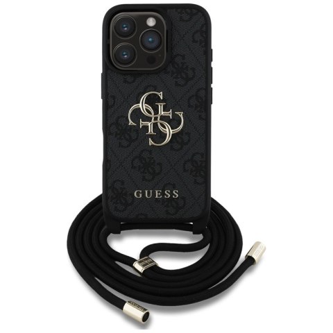 Guess 4G Big Logo Cord Strap Crossbody - Etui do iPhone 16 Pro Max (czarny) Guess 4G Big Logo Cord Strap Crossbody - Etui do iPhone 16 Pro Max (czarny)