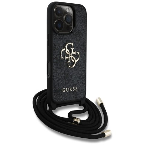 Guess 4G Big Logo Cord Strap Crossbody - Etui do iPhone 16 Pro Max (czarny) Guess 4G Big Logo Cord Strap Crossbody - Etui do iPhone 16 Pro Max (czarny)