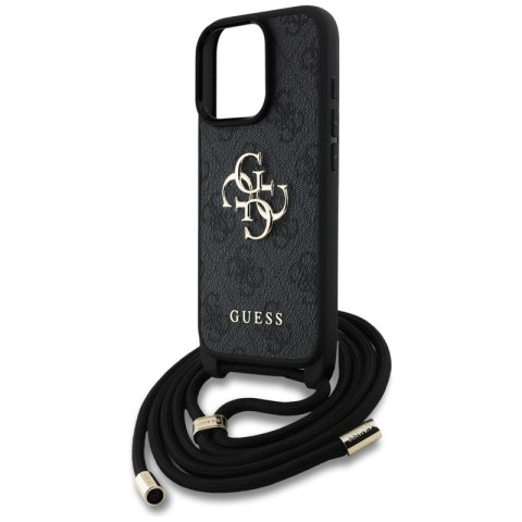 Guess 4G Big Logo Cord Strap Crossbody - Etui do iPhone 16 Pro Max (czarny) Guess 4G Big Logo Cord Strap Crossbody - Etui do iPhone 16 Pro Max (czarny)