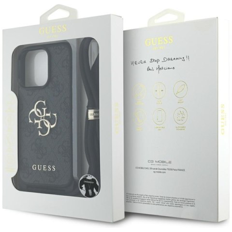 Guess 4G Big Logo Cord Strap Crossbody - Etui do iPhone 16 Pro Max (czarny) Guess 4G Big Logo Cord Strap Crossbody - Etui do iPhone 16 Pro Max (czarny)