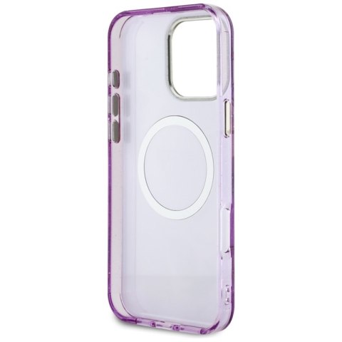 Guess Glitter Flowers Triangle Buttons MagSafe - Etui do iPhone 16 Pro (fioletowy) Guess Glitter Flowers Triangle Buttons MagSafe - Etui do iPhone 16 Pro (fioletowy)