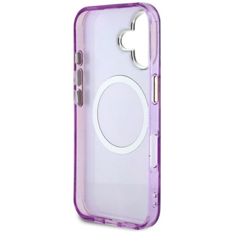Guess Glitter Flowers Triangle Buttons MagSafe - Etui do iPhone 16 (fioletowy) Guess Glitter Flowers Triangle Buttons MagSafe - Etui do iPhone 16 (fioletowy)