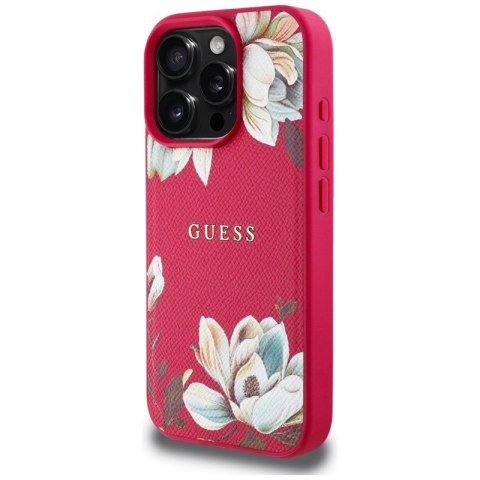 Guess Grained Printed Flower Pattern MagSafe - Etui do iPhone 16 Pro (fuksja) Guess Grained Printed Flower Pattern MagSafe - Etui do iPhone 16 Pro (fuksja)