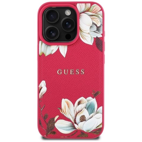 Guess Grained Printed Flower Pattern MagSafe - Etui do iPhone 16 Pro (fuksja) Guess Grained Printed Flower Pattern MagSafe - Etui do iPhone 16 Pro (fuksja)