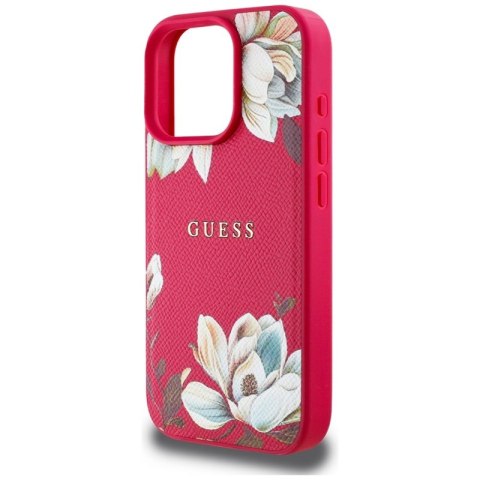 Guess Grained Printed Flower Pattern MagSafe - Etui do iPhone 16 Pro (fuksja) Guess Grained Printed Flower Pattern MagSafe - Etui do iPhone 16 Pro (fuksja)