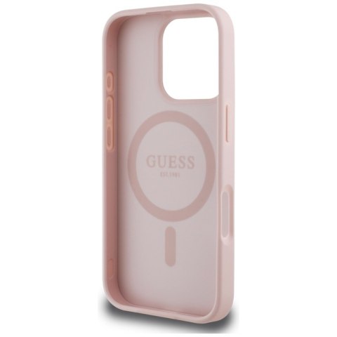Guess Grained Printed Flower Pattern MagSafe - Etui do iPhone 16 Pro (różowy) Guess Grained Printed Flower Pattern MagSafe - Etui do iPhone 16 Pro (różowy)