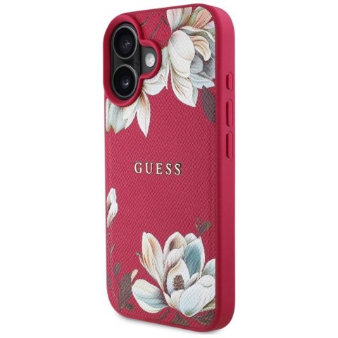 Guess Grained Printed Flower Pattern MagSafe - Etui do iPhone 16 (fuksja) Guess Grained Printed Flower Pattern MagSafe - Etui do iPhone 16 (fuksja)