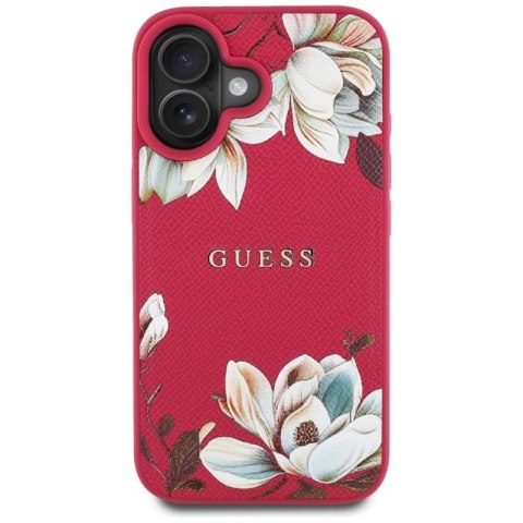 Guess Grained Printed Flower Pattern MagSafe - Etui do iPhone 16 (fuksja) Guess Grained Printed Flower Pattern MagSafe - Etui do iPhone 16 (fuksja)