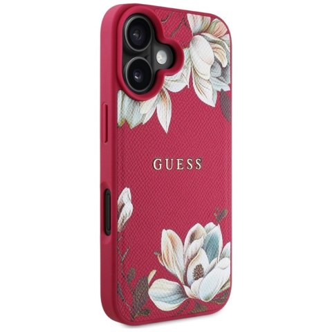 Guess Grained Printed Flower Pattern MagSafe - Etui do iPhone 16 (fuksja) Guess Grained Printed Flower Pattern MagSafe - Etui do iPhone 16 (fuksja)