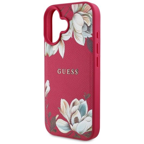 Guess Grained Printed Flower Pattern MagSafe - Etui do iPhone 16 (fuksja) Guess Grained Printed Flower Pattern MagSafe - Etui do iPhone 16 (fuksja)