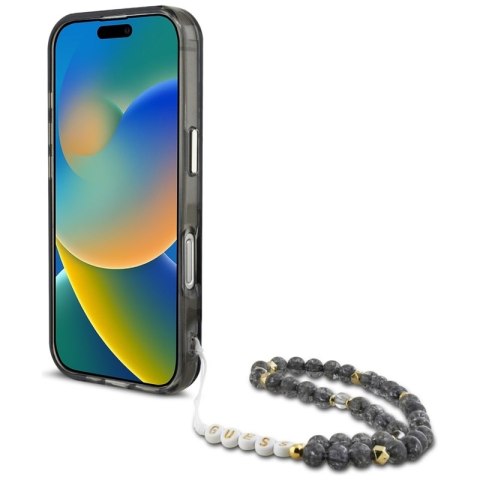Guess Palm Trees Triangle Pearl Strap MagSafe - Etui do iPhone 16 Pro Max (czarny) Guess Palm Trees Triangle Pearl Strap MagSafe - Etui do iPhone 16 Pro Max (czarny)