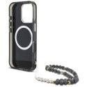 Guess Palm Trees Triangle Pearl Strap MagSafe - Etui do iPhone 16 Pro Max (czarny)