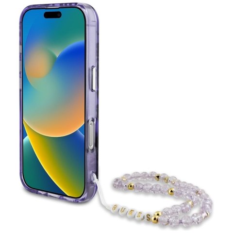 Guess Palm Trees Triangle Pearl Strap MagSafe - Etui do iPhone 16 Pro (fioletowy) Guess Palm Trees Triangle Pearl Strap MagSafe - Etui do iPhone 16 Pro (fioletowy)
