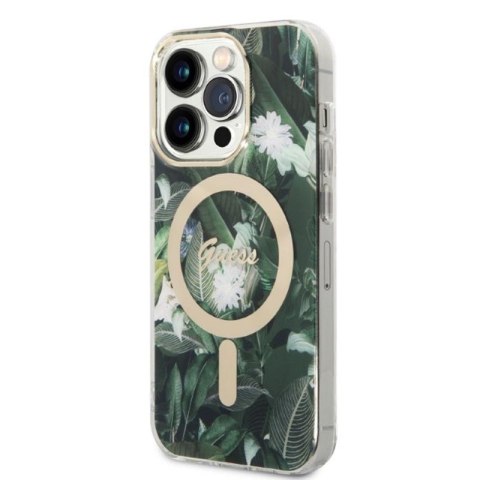 Guess Bundle Pack MagSafe IML Jungle - Zestaw etui + ładowarka MagSafe iPhone 14 Pro Max (khaki/złoty) Guess Bundle Pack MagSafe IML Jungle - Zestaw etui + ładowarka MagSafe iPhone 14 Pro Max (khaki/złoty)