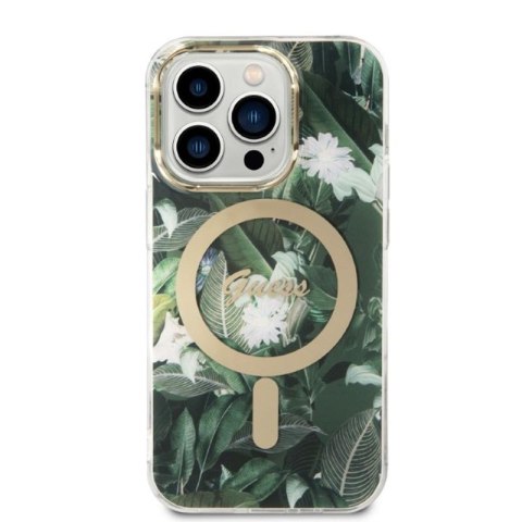 Guess Bundle Pack MagSafe IML Jungle - Zestaw etui + ładowarka MagSafe iPhone 14 Pro Max (khaki/złoty) Guess Bundle Pack MagSafe IML Jungle - Zestaw etui + ładowarka MagSafe iPhone 14 Pro Max (khaki/złoty)