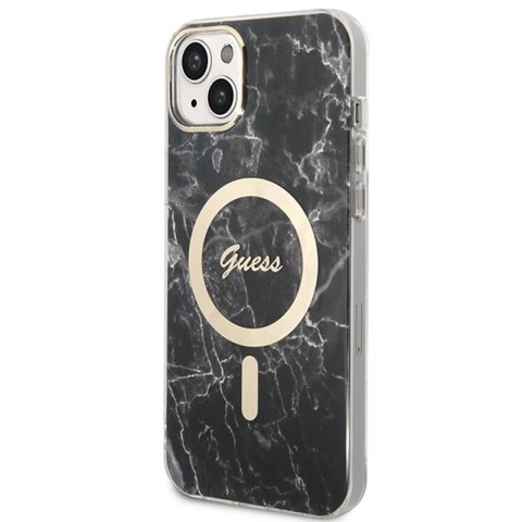 Guess Bundle Pack MagSafe IML Marble - Zestaw etui + ładowarka MagSafe iPhone 14 Plus (czarny/złoty) Guess Bundle Pack MagSafe IML Marble - Zestaw etui + ładowarka MagSafe iPhone 14 Plus (czarny/złoty)