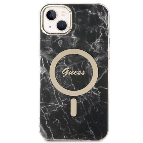Guess Bundle Pack MagSafe IML Marble - Zestaw etui + ładowarka MagSafe iPhone 14 Plus (czarny/złoty) Guess Bundle Pack MagSafe IML Marble - Zestaw etui + ładowarka MagSafe iPhone 14 Plus (czarny/złoty)