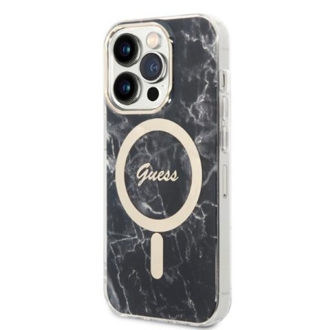 Guess Bundle Pack MagSafe IML Marble - Zestaw etui + ładowarka MagSafe iPhone 14 Pro Max (czarny/złoty) Guess Bundle Pack MagSafe IML Marble - Zestaw etui + ładowarka MagSafe iPhone 14 Pro Max (czarny/złoty)