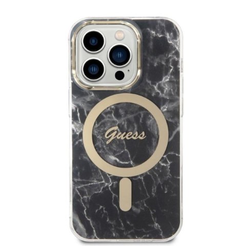 Guess Bundle Pack MagSafe IML Marble - Zestaw etui + ładowarka MagSafe iPhone 14 Pro Max (czarny/złoty) Guess Bundle Pack MagSafe IML Marble - Zestaw etui + ładowarka MagSafe iPhone 14 Pro Max (czarny/złoty)