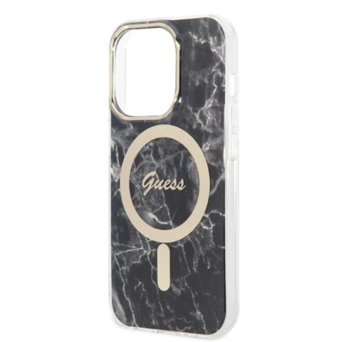 Guess Bundle Pack MagSafe IML Marble - Zestaw etui + ładowarka MagSafe iPhone 14 Pro Max (czarny/złoty) Guess Bundle Pack MagSafe IML Marble - Zestaw etui + ładowarka MagSafe iPhone 14 Pro Max (czarny/złoty)