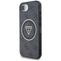 Guess IML Metal Glitter 4G Circle Triangle MagSafe - Etui do iPhone 16e (czarny)