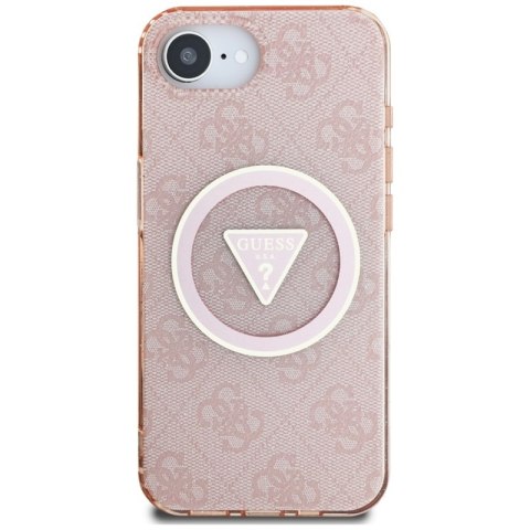 Guess IML Metal Glitter 4G Circle Triangle MagSafe - Etui do iPhone 16e (różowy) Guess IML Metal Glitter 4G Circle Triangle MagSafe - Etui do iPhone 16e (różowy)