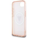 Guess IML Metal Glitter 4G Circle Triangle MagSafe - Etui do iPhone 16e (różowy)