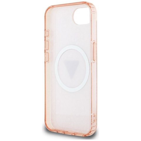 Guess IML Metal Glitter 4G Circle Triangle MagSafe - Etui do iPhone 16e (różowy) Guess IML Metal Glitter 4G Circle Triangle MagSafe - Etui do iPhone 16e (różowy)