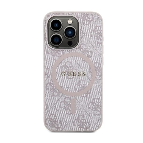 Guess 4G Collection Leather Metal Logo MagSafe - Etui iPhone 15 Pro Max (różowy) Guess 4G Collection Leather Metal Logo MagSafe - Etui iPhone 15 Pro Max (różowy)