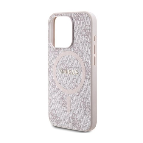 Guess 4G Collection Leather Metal Logo MagSafe - Etui iPhone 15 Pro Max (różowy) Guess 4G Collection Leather Metal Logo MagSafe - Etui iPhone 15 Pro Max (różowy)