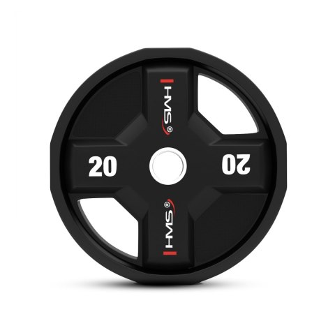 TPC20 Talerz olimpijski poliuretanowy 20 kg HMS czarny precyzyjny TPC20 Talerz olimpijski poliuretanowy 20 kg HMS czarny precyzyjny