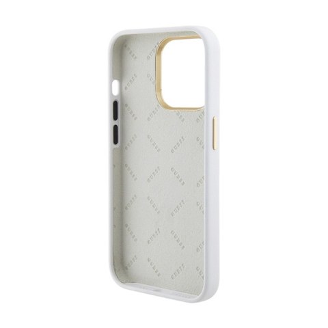 Guess Silicone Logo Strass 4G - Etui iPhone 15 Pro Max (biały) Guess Silicone Logo Strass 4G - Etui iPhone 15 Pro Max (biały)