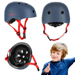 Bezpieczny Kask Szaro-Czerwony Dla Dziecka Rozmiar L 58-61 CM ABS - EPS