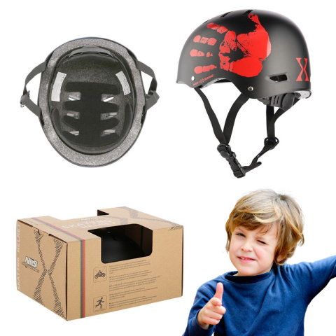 Kask Czarno-Czerwony Wytrzymały Dość Mocno Zabudowany Rozmiar L 52-59 cm Kask Czarno-Czerwony Wytrzymały Dość Mocno Zabudowany Rozmiar L 52-59 cm
