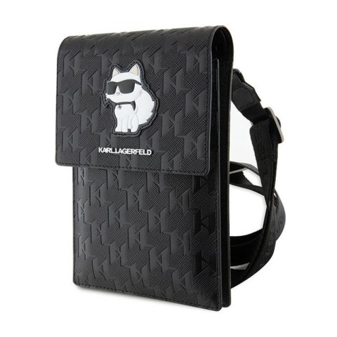 Karl Lagerfeld Saffiano Monogram Choupette - Torebka crossbody na telefon (czarny) Karl Lagerfeld Saffiano Monogram Choupette - Torebka crossbody na telefon (czarny)