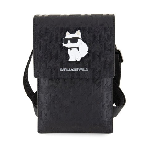 Karl Lagerfeld Saffiano Monogram Choupette - Torebka crossbody na telefon (czarny) Karl Lagerfeld Saffiano Monogram Choupette - Torebka crossbody na telefon (czarny)