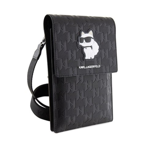 Karl Lagerfeld Saffiano Monogram Choupette - Torebka crossbody na telefon (czarny) Karl Lagerfeld Saffiano Monogram Choupette - Torebka crossbody na telefon (czarny)