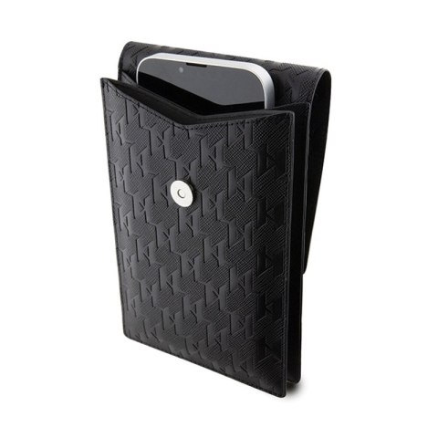 Karl Lagerfeld Saffiano Monogram Choupette - Torebka crossbody na telefon (czarny) Karl Lagerfeld Saffiano Monogram Choupette - Torebka crossbody na telefon (czarny)