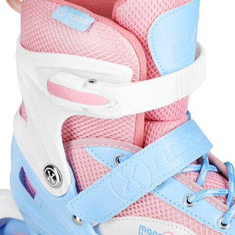 Zestaw LED rolki + ochraniacze NA0189 MOONBEAM Białe M (35–38) Zestaw LED rolki + ochraniacze NA0189 MOONBEAM Białe M (35–38)