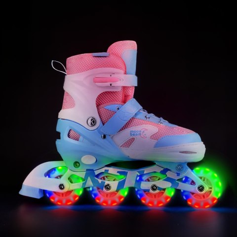 Zestaw LED rolki + ochraniacze NA0189 MOONBEAM Białe M (35–38) Zestaw LED rolki + ochraniacze NA0189 MOONBEAM Białe M (35–38)