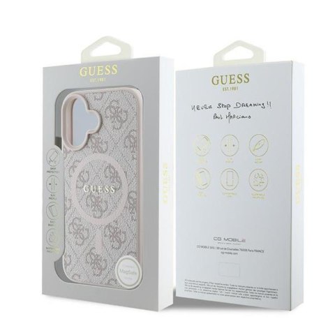Guess 4G Ring Classic Logo MagSafe - Etui iPhone 16 Plus (różowy) Guess 4G Ring Classic Logo MagSafe - Etui iPhone 16 Plus (różowy)