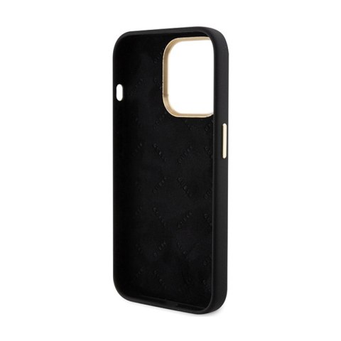 Guess Silicone Script Metal Logo & Frame - Etui iPhone 15 Pro Max (czarny) Guess Silicone Script Metal Logo & Frame - Etui iPhone 15 Pro Max (czarny)