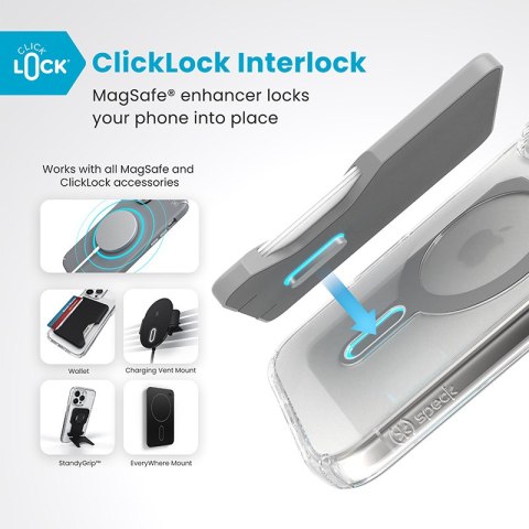 Speck Presidio Perfect-Clear ClickLock & MagSafe - Etui iPhone 16 Pro (Clear / Chrome Finish / Serene Silver) Speck Presidio Perfect-Clear ClickLock & MagSafe - Etui iPhone 16 Pro (Clear / Chrome Finish / Serene Silver)