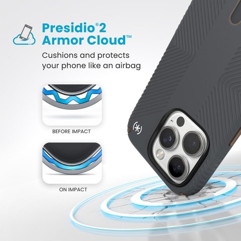 Speck Presidio2 Grip ClickLock & MagSafe - Etui iPhone 16 Pro (Charcoal Grey / Cool Bronze / White) Speck Presidio2 Grip ClickLock & MagSafe - Etui iPhone 16 Pro (Charcoal Grey / Cool Bronze / White)