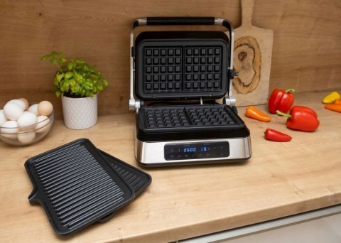 GRILL ELEKTRYCZNY ROZKŁADANY MOCNY GOFRY PANINI BBQ OPIEKACZ 2w1 PANEL LED GRILL ELEKTRYCZNY ROZKŁADANY MOCNY GOFRY PANINI BBQ OPIEKACZ 2w1 PANEL LED
