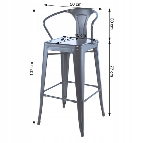 Krzesło barowe hoker, srebrne loft Krzesło barowe hoker, srebrne loft