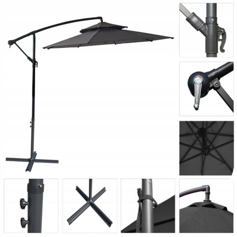 PARASOL OGRODOWY DUŻY SOLIDNY SKŁADANY 2,7 M Z WYSIĘGNIKIEM REGULACJA XXL PARASOL OGRODOWY DUŻY SOLIDNY SKŁADANY 2,7 M Z WYSIĘGNIKIEM REGULACJA XXL