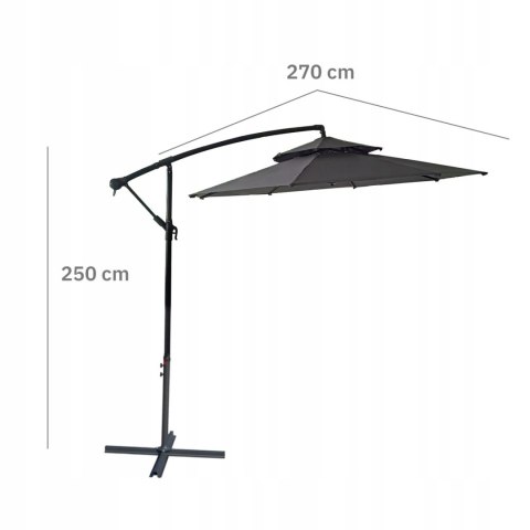 PARASOL OGRODOWY DUŻY SOLIDNY SKŁADANY 2,7 M Z WYSIĘGNIKIEM REGULACJA XXL PARASOL OGRODOWY DUŻY SOLIDNY SKŁADANY 2,7 M Z WYSIĘGNIKIEM REGULACJA XXL