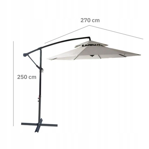 PARASOL OGRODOWY DUŻY SOLIDNY SKŁADANY 2,7 M Z WYSIĘGNIKIEM REGULACJA XXL PARASOL OGRODOWY DUŻY SOLIDNY SKŁADANY 2,7 M Z WYSIĘGNIKIEM REGULACJA XXL