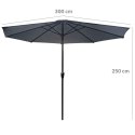 PARASOL OGRODOWY DUŻY SOLIDNY SKŁADANY 3 M Z KORBKĄ REGULACJA XL SZARY